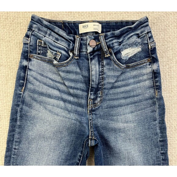 BKE Billie Slim Fit High Rise Skinny Jeans Women's 25 Distressed Blue Denim - Picture 2 of 12